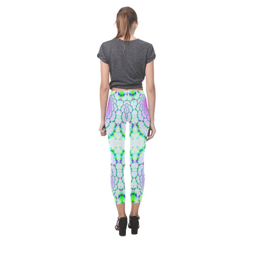 Gypsy Boho Tie-Dyed Lace Fractal Abstract Capri Legging (Model L02)