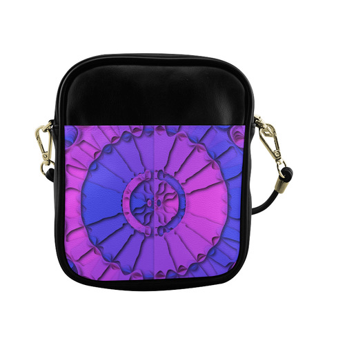 Abstract Mandala Psychedelic Shadow Pink Blue Sling Bag (Model 1627)