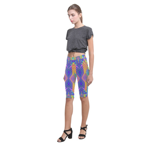 Multicolored Olympic Torches Fractal Abstract Hestia Cropped Leggings (Model L03)