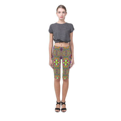 Swathed in Colors Fractal Abstract Hestia Cropped Leggings (Model L03)