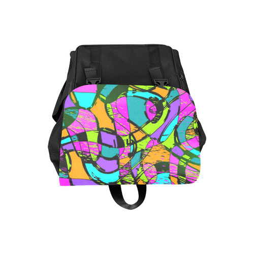 Abstract Art Squiggly Loops Multicolored Casual Shoulders Backpack (Model 1623)