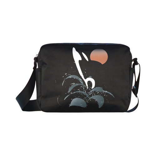 Orca illustration Classic Cross-body Nylon Bags (Model 1632)