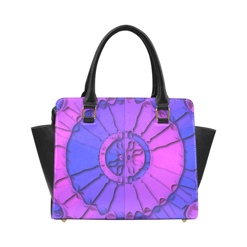 Abstract Mandala Psychedelic Shadow Pink Blue Classic Shoulder Handbag (Model 1653)