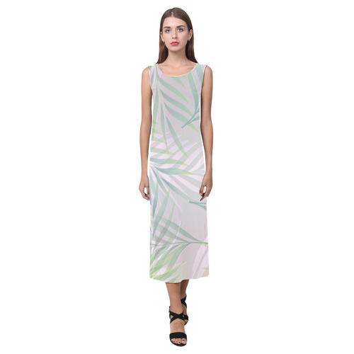 Palm Leaf Pattern Phaedra Sleeveless Open Fork Long Dress (Model D08)
