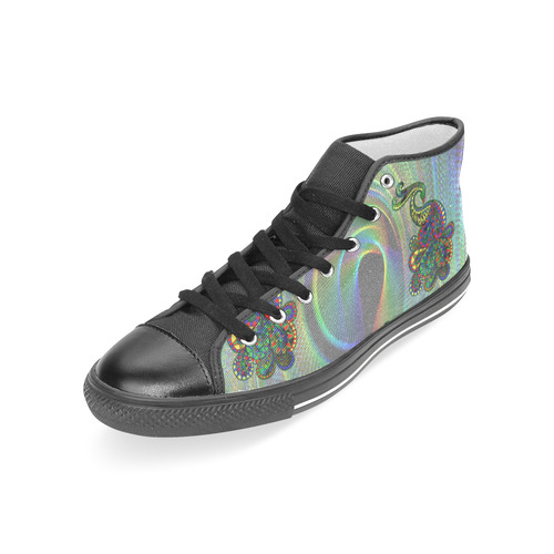Abstract peacock drawing Women's Classic High Top Canvas Shoes (Model 017)