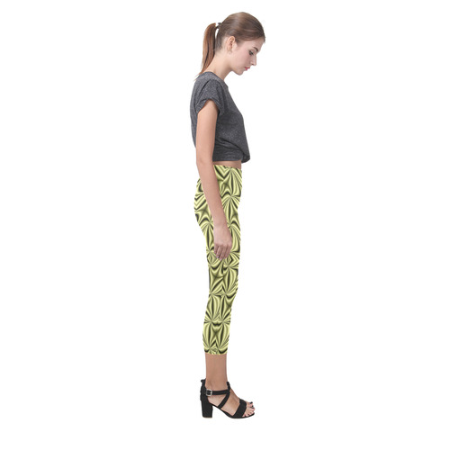 Golden Hologram Fractal Abstract Capri Legging (Model L02)