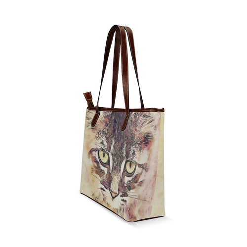 watercolor cat Shoulder Tote Bag (Model 1646)