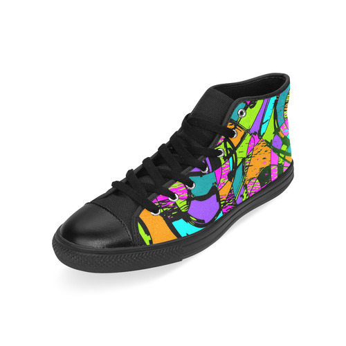 Abstract Art Squiggly Loops Multicolored Men’s Classic High Top Canvas Shoes /Large Size (Model 017)