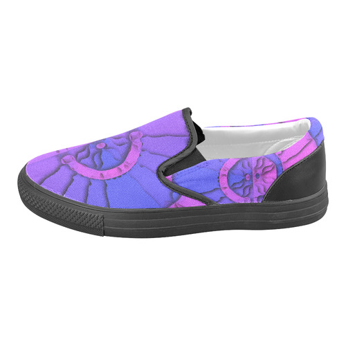 Abstract Mandala Psychedelic Shadow Pink Blue Men's Unusual Slip-on Canvas Shoes (Model 019)