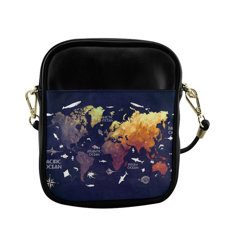 ocean world map Sling Bag (Model 1627)