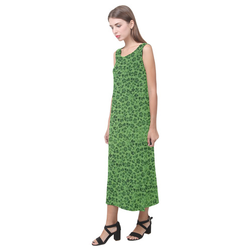 Vintage Flowers Ivy Green Phaedra Sleeveless Open Fork Long Dress (Model D08)