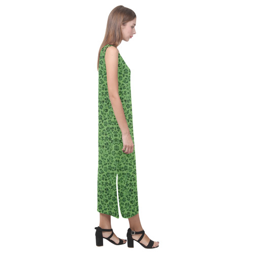 Vintage Flowers Ivy Green Phaedra Sleeveless Open Fork Long Dress (Model D08)