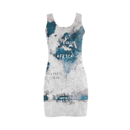 world map OCEANS and continents Medea Vest Dress (Model D06)