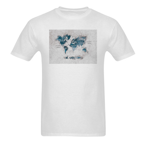 world map OCEANS and continents Men's T-Shirt in USA Size (Two Sides Printing)
