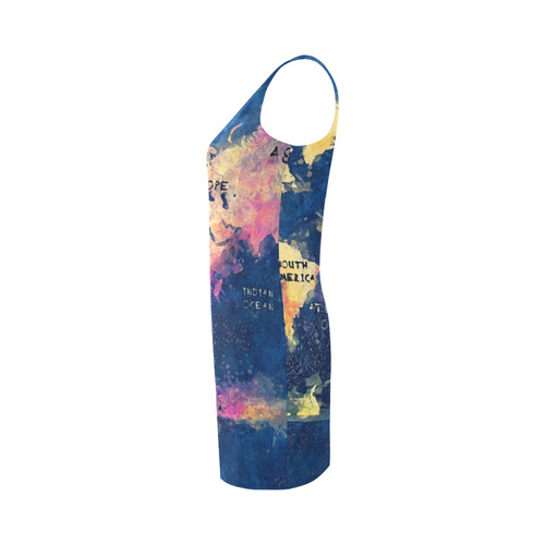 world map oceans and continents Medea Vest Dress (Model D06)