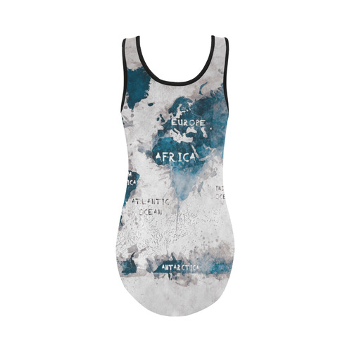 world map OCEANS and continents Vest One Piece Swimsuit (Model S04)