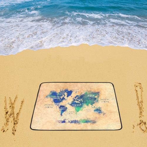 world map OCEANS and continents Beach Mat 78"x 60"