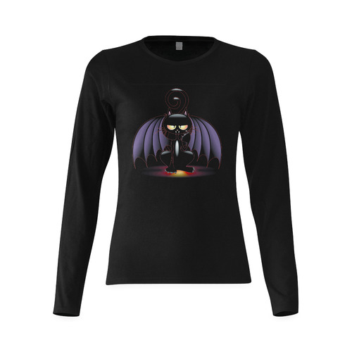 Bat-Cat Sunny Women's T-shirt (long-sleeve) (Model T07)