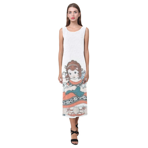 Vintage Garden Girl Lattice Fence and Flowers