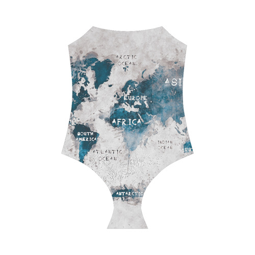 world map OCEANS and continents Strap Swimsuit ( Model S05)