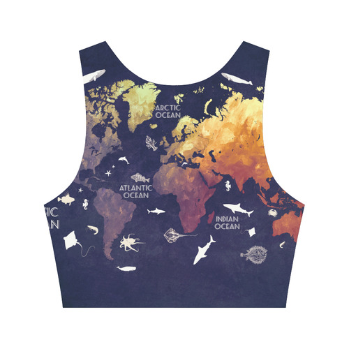 ocean world map Women's Crop Top (Model T42)