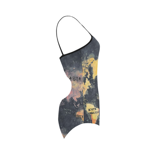 world map OCEANS and continents Strap Swimsuit ( Model S05)