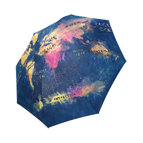 world map oceans and continents Foldable Umbrella (Model U01)