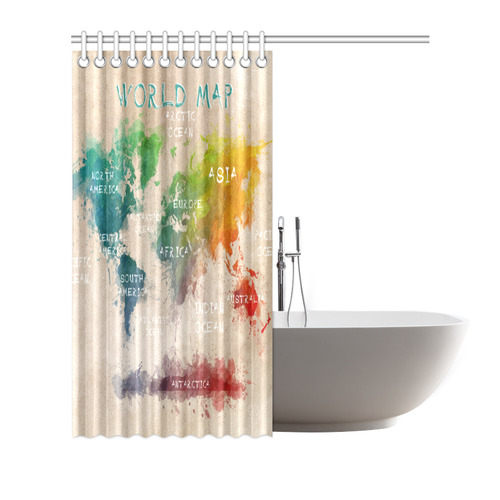 world map Shower Curtain 66"x72"