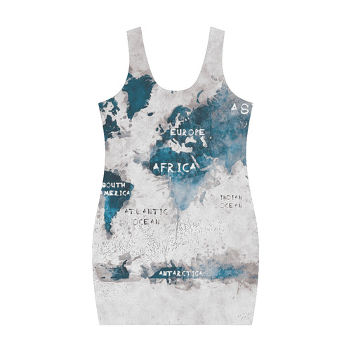 world map OCEANS and continents Medea Vest Dress (Model D06)