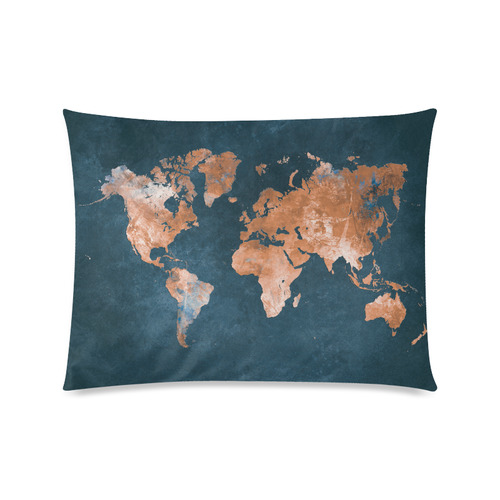 world map Custom Zippered Pillow Case 20"x26"(Twin Sides)