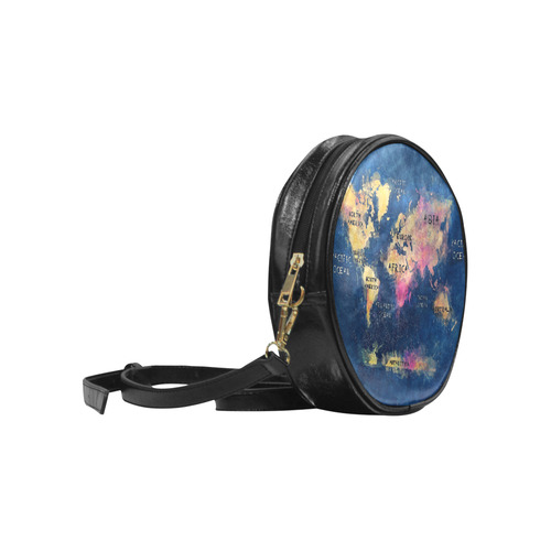 world map oceans and continents Round Sling Bag (Model 1647)