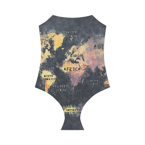 world map OCEANS and continents Strap Swimsuit ( Model S05)