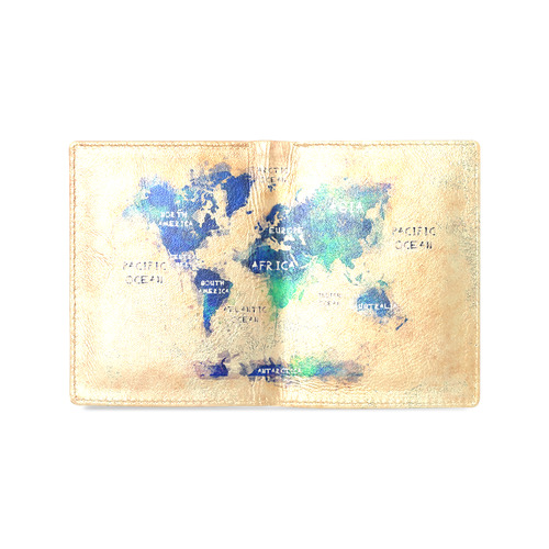 world map OCEANS and continents Men's Leather Wallet (Model 1612)