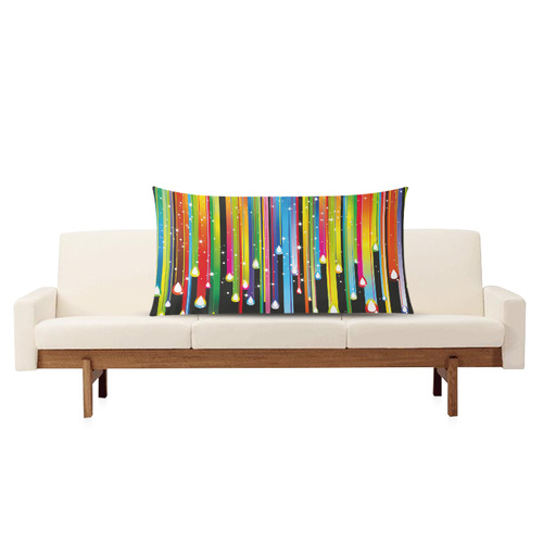 Colorful Stripes and Drops Rectangle Pillow Case 20"x36"(Twin Sides)