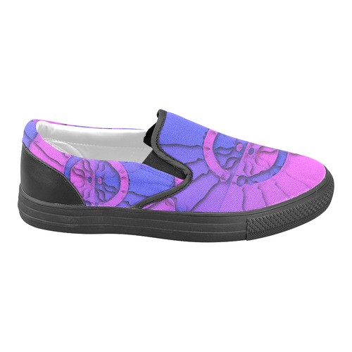 Abstract Mandala Psychedelic Shadow Pink Blue Men's Unusual Slip-on Canvas Shoes (Model 019)