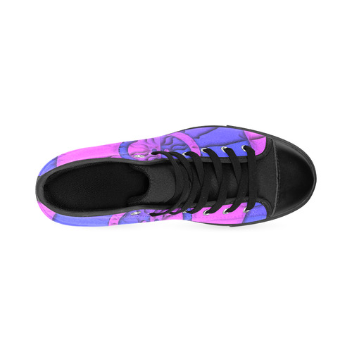 Abstract Mandala Psychedelic Shadow Pink Blue Men’s Classic High Top Canvas Shoes /Large Size (Model 017)