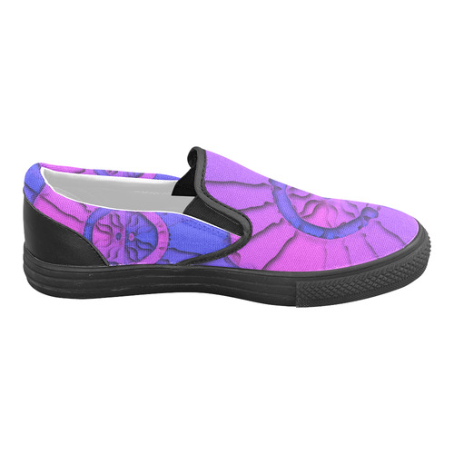 Abstract Mandala Psychedelic Shadow Pink Blue Men's Unusual Slip-on Canvas Shoes (Model 019)