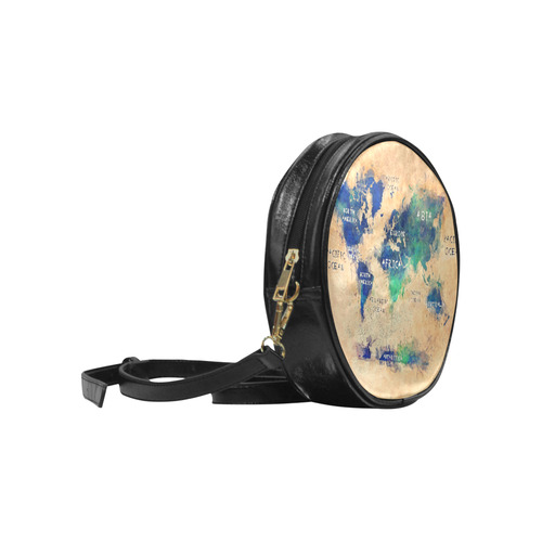 world map OCEANS and continents Round Sling Bag (Model 1647)