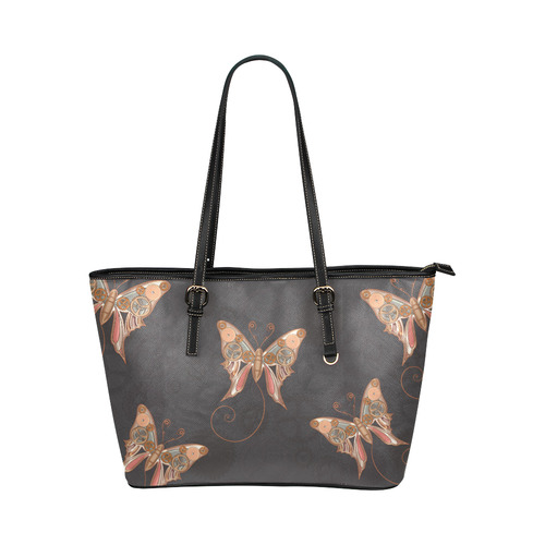 Steampunk Mechanical Butterfly by ArtformDesigns Leather Tote Bag/Large (Model 1651)