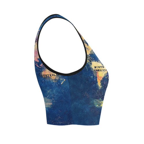 world map oceans and continents Women's Crop Top (Model T42)