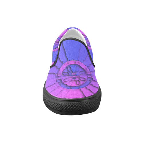 Abstract Mandala Psychedelic Shadow Pink Blue Men's Unusual Slip-on Canvas Shoes (Model 019)