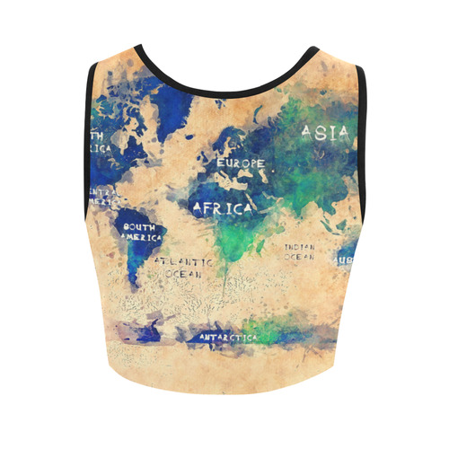 world map OCEANS and continents Women's Crop Top (Model T42)