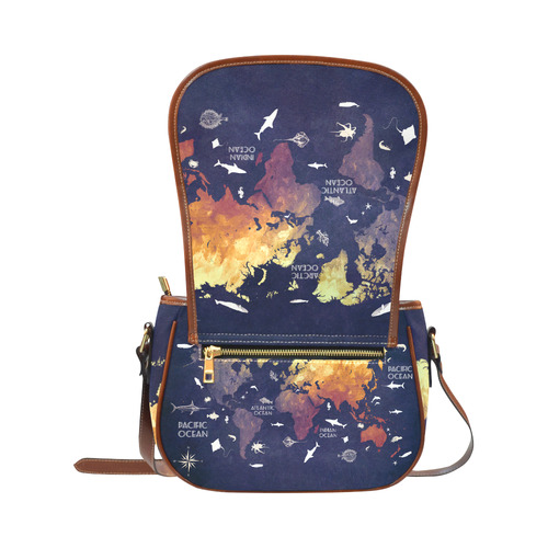 ocean world map Saddle Bag/Large (Model 1649)