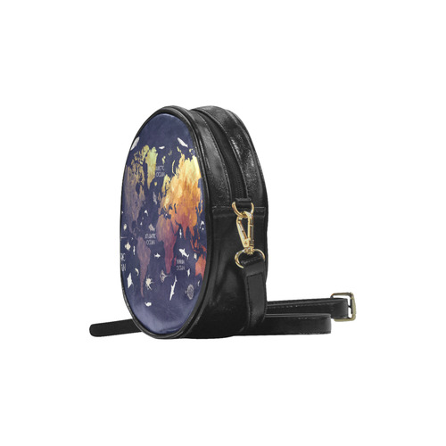 ocean world map Round Sling Bag (Model 1647)