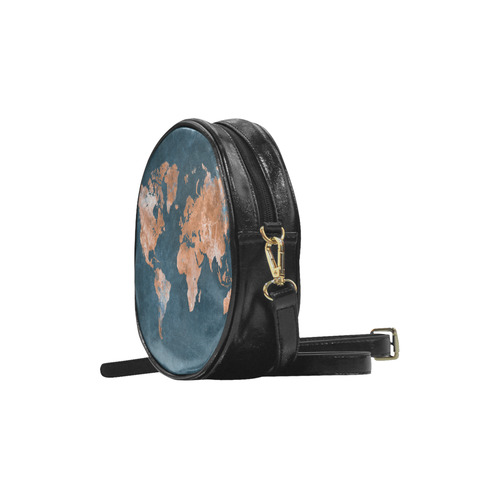 world map Round Sling Bag (Model 1647)