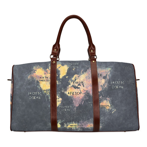 world map OCEANS and continents Waterproof Travel Bag/Large (Model 1639)