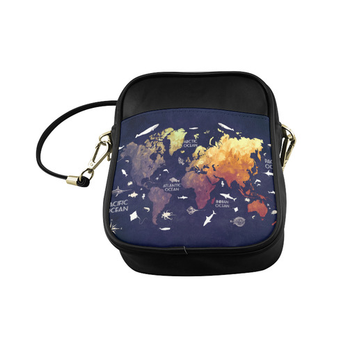 ocean world map Sling Bag (Model 1627)