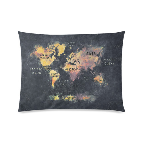 world map OCEANS and continents Custom Zippered Pillow Case 20"x26"(Twin Sides)