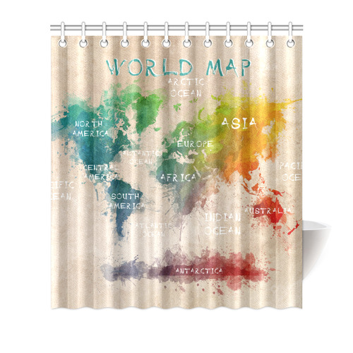 world map Shower Curtain 66"x72"