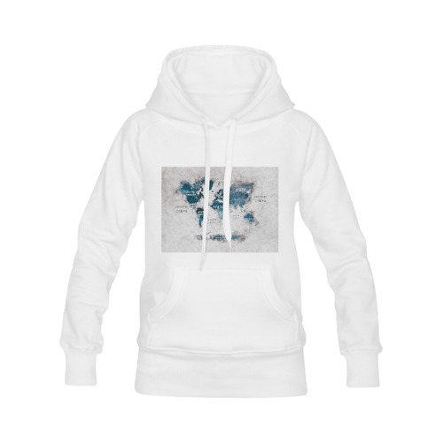 world map OCEANS and continents Women's Classic Hoodies (Model H07)